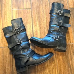 8.5 Black Moto Combat Buckle Boot